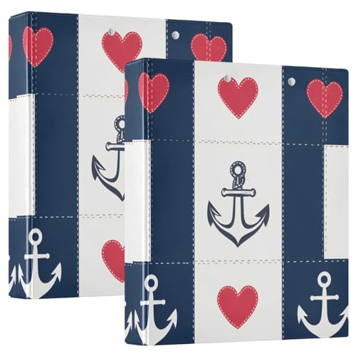 Quteprint Ringbuch mit 3 Ringen, maritimes Anker, Herzstreifen, 3,8 cm, runder Ringordner mit 3 transparenten Taschen, Klemmbrett und hält 200 Blatt für Büro/Schule/Zuhause Quteprint Ringbuch mit 3 Ringen, maritimes Anker, Herzstreifen, 3,8 cm, runder Ringordner mit 3 transparenten Taschen, Klemmbrett und hält 200 Blatt für Büro/Schule/Zuhause von Quteprint