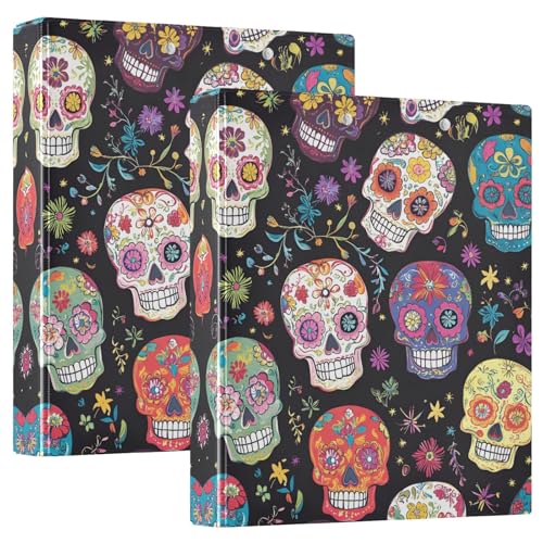 Quteprint Ringbuch mit 3 Ringen, mexikanische Blumenzuckerschädel, 3,8 cm, runder Ringordner mit 3 transparenten Taschen, Klemmbrett und hält 200 Blatt für Büro/Schule/Zuhause Quteprint Ringbuch mit 3 Ringen, mexikanische Blumenzuckerschädel, 3,8 cm, runder Ringordner mit 3 transparenten Taschen, Klemmbrett und hält 200 Blatt für Büro/Schule/Zuhause von Quteprint