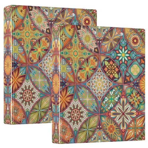 Quteprint Ringbuch mit 3 Ringen, mexikanische Keramik, ethnisches Mandala, 3,8 cm, runder Ringordner mit 3 transparenten Innentaschen, Ordner-Organizer mit Klemmbrett für Büro, Zuhause, Schule, hält Quteprint Ringbuch mit 3 Ringen, mexikanische Keramik, ethnisches Mandala, 3,8 cm, runder Ringordner mit 3 transparenten Innentaschen, Ordner-Organizer mit Klemmbrett für Büro, Zuhause, Schule, hält von Quteprint