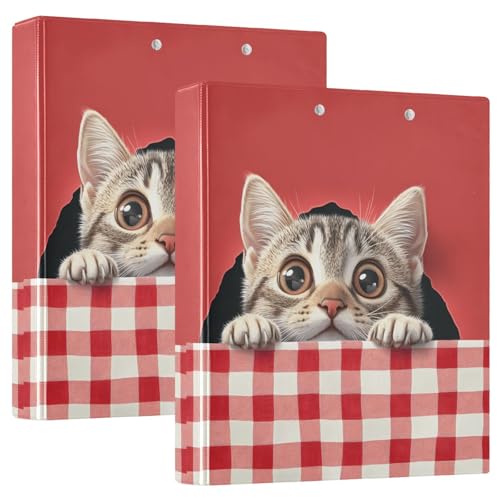 Quteprint Ringbuch mit 3 Ringen, niedliche Katze, die aus einem Loch schaut, 3,8 cm, runder Ringordner mit 3 transparenten Taschen, Klemmbrett und hält 200 Blatt für Büro/Schule/Zuhause Quteprint Ringbuch mit 3 Ringen, niedliche Katze, die aus einem Loch schaut, 3,8 cm, runder Ringordner mit 3 transparenten Taschen, Klemmbrett und hält 200 Blatt für Büro/Schule/Zuhause von Quteprint