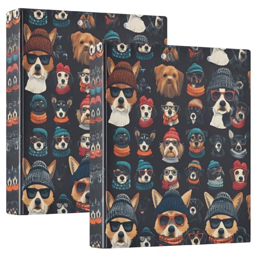 Quteprint Ringbuch mit 3 Ringen, niedlicher Hund mit Brille, Hüte, 3,8 cm, runder Ringordner mit 3 transparenten Taschen, Klemmbrett und hält 200 Blatt für Büro/Schule/Zuhause Quteprint Ringbuch mit 3 Ringen, niedlicher Hund mit Brille, Hüte, 3,8 cm, runder Ringordner mit 3 transparenten Taschen, Klemmbrett und hält 200 Blatt für Büro/Schule/Zuhause von Quteprint