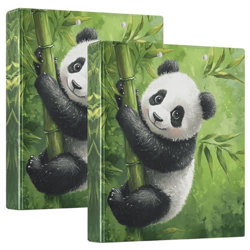 Quteprint Ringbuch mit 3 Ringen, niedlicher Panda, Bambus, 3,8 cm, rund, mit 3 transparenten Taschen, Klemmbrett und hält 200 Blatt, für Büro/Schule/Zuhause, 2 Stück Quteprint Ringbuch mit 3 Ringen, niedlicher Panda, Bambus, 3,8 cm, rund, mit 3 transparenten Taschen, Klemmbrett und hält 200 Blatt, für Büro/Schule/Zuhause, 2 Stück von Quteprint