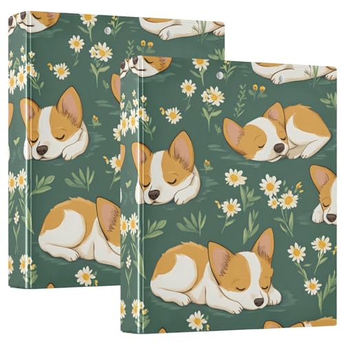 Quteprint Ringbuch mit 3 Ringen, niedlicher schlafender Hund, Blumen, 3,8 cm, runder Ringordner mit 3 transparenten Taschen, Klemmbrett und hält 200 Blatt für Büro/Schule/Zuhause Quteprint Ringbuch mit 3 Ringen, niedlicher schlafender Hund, Blumen, 3,8 cm, runder Ringordner mit 3 transparenten Taschen, Klemmbrett und hält 200 Blatt für Büro/Schule/Zuhause von Quteprint