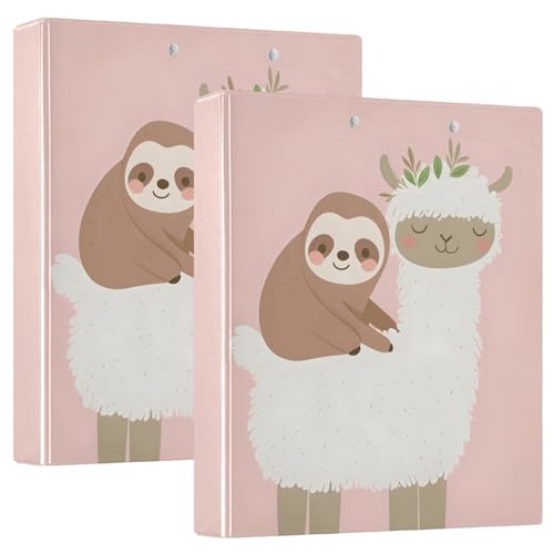 Quteprint Ringbuch mit 3 Ringen, niedliches Alpaka-Faultier-Tier, 3,8 cm, runder Ringordner mit 3 transparenten Taschen, Klemmbrett und hält 200 Blatt für Büro/Schule/Zuhause Organisation, 2 Stück Quteprint Ringbuch mit 3 Ringen, niedliches Alpaka-Faultier-Tier, 3,8 cm, runder Ringordner mit 3 transparenten Taschen, Klemmbrett und hält 200 Blatt für Büro/Schule/Zuhause Organisation, 2 Stück von Quteprint