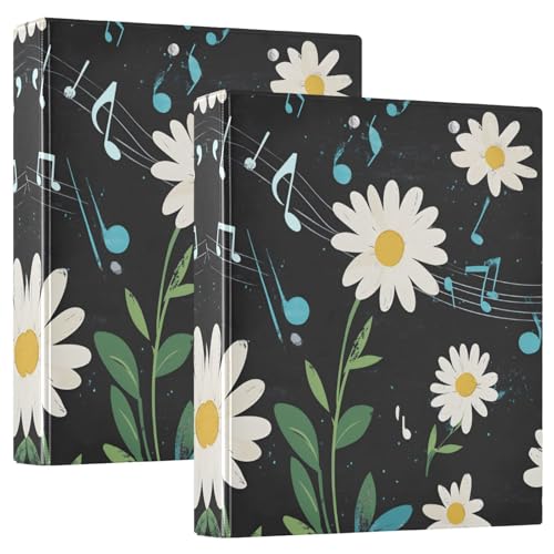 Quteprint Ringbuch mit 3 Ringen, niedliches Gänseblümchen, Musiknoten, 3,8 cm, runder Ringordner mit 3 transparenten Taschen, Klemmbrett und hält 200 Blatt für Büro/Schule/Zuhause Quteprint Ringbuch mit 3 Ringen, niedliches Gänseblümchen, Musiknoten, 3,8 cm, runder Ringordner mit 3 transparenten Taschen, Klemmbrett und hält 200 Blatt für Büro/Schule/Zuhause von Quteprint
