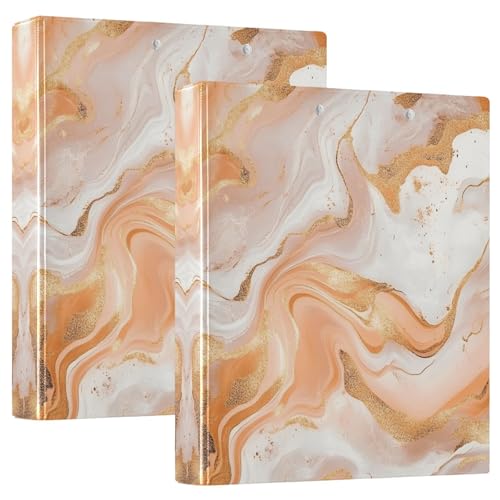 Quteprint Ringbuch mit 3 Ringen, orange-goldfarbene Marmorierung, 3,8 cm, runder Ringordner mit 3 transparenten Taschen, Klemmbrett und Platz für 200 Blatt, für Büro/Schule/Zuhause Quteprint Ringbuch mit 3 Ringen, orange-goldfarbene Marmorierung, 3,8 cm, runder Ringordner mit 3 transparenten Taschen, Klemmbrett und Platz für 200 Blatt, für Büro/Schule/Zuhause von Quteprint