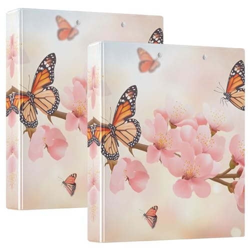 Quteprint Ringbuch mit 3 Ringen, rosa Kirschblütenzweig, Schmetterling, 3,8 cm, runder Ringordner mit 3 transparenten Taschen, Klemmbrett und hält 200 Blatt für Büro/Schule/Zuhause Organisation, 2 Quteprint Ringbuch mit 3 Ringen, rosa Kirschblütenzweig, Schmetterling, 3,8 cm, runder Ringordner mit 3 transparenten Taschen, Klemmbrett und hält 200 Blatt für Büro/Schule/Zuhause Organisation, 2 von Quteprint