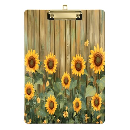 Quteprint Sonnenblumen-Holz-Klemmbrett mit Blumenmuster, Acryl, 22,9 x 31,8 cm, transparentes, kratzfestes Klemmbrett mit goldfarbenem Metallclip und Wandhaken, 0,6 cm dick, für Büro, Klassenzimmer Quteprint Sonnenblumen-Holz-Klemmbrett mit Blumenmuster, Acryl, 22,9 x 31,8 cm, transparentes, kratzfestes Klemmbrett mit goldfarbenem Metallclip und Wandhaken, 0,6 cm dick, für Büro, Klassenzimmer von Quteprint