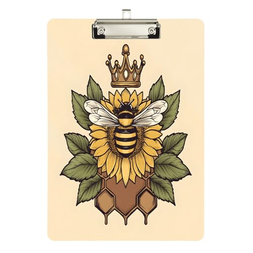 Quteprint Summer Sunflower Crown Bee Acryl-Klemmbrett, 22,9 x 31,8 cm, transparentes, kratzfestes Klemmbrett mit (silberfarbenem Metallclip und Wandhaken, 0,6 cm dick, für Büro, Klassenzimmer Quteprint Summer Sunflower Crown Bee Acryl-Klemmbrett, 22,9 x 31,8 cm, transparentes, kratzfestes Klemmbrett mit (silberfarbenem Metallclip und Wandhaken, 0,6 cm dick, für Büro, Klassenzimmer von Quteprint