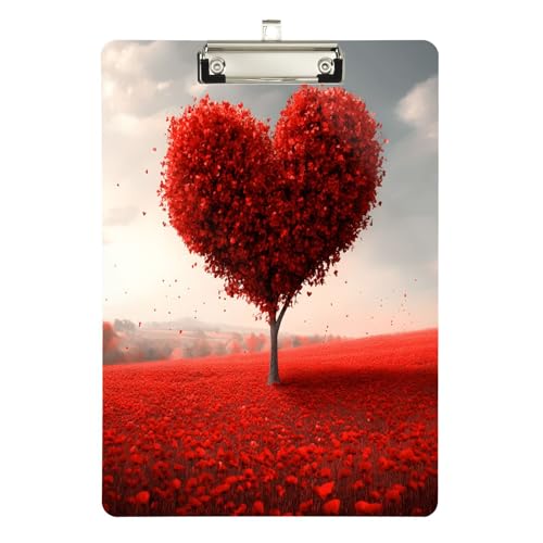 Quteprint Valentines Herbst-Herz-Baum-Mohnblumen-Acryl-Klemmbrett, 22,9 x 31,8 cm, transparentes, kratzfestes Klemmbrett mit (silberfarbenem Metallclip und Wandhaken, 0,6 cm dick, für Büro Quteprint Valentines Herbst-Herz-Baum-Mohnblumen-Acryl-Klemmbrett, 22,9 x 31,8 cm, transparentes, kratzfestes Klemmbrett mit (silberfarbenem Metallclip und Wandhaken, 0,6 cm dick, für Büro von Quteprint