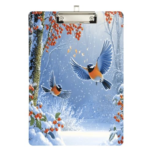 Quteprint Winter-Klemmbrett mit fliegenden Vögeln, Acryl, 22,9 x 31,8 cm, transparentes, kratzfestes Klemmbrett mit (silberfarbenem Metallclip und Wandhaken, 0,6 cm dick, für Büro, Klassenzimmer Quteprint Winter-Klemmbrett mit fliegenden Vögeln, Acryl, 22,9 x 31,8 cm, transparentes, kratzfestes Klemmbrett mit (silberfarbenem Metallclip und Wandhaken, 0,6 cm dick, für Büro, Klassenzimmer von Quteprint