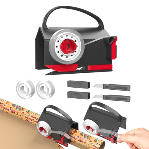 Quuylin Geschenkpapier Schneider für Rollen, 1 Stück Geschenkpapier Cutter mit 2 austauschbaren Klingen, 2 Stücke Klebeband, Tragbare Papierschneider, für Geschenkpapier, Weihnachten usw von Quuylin