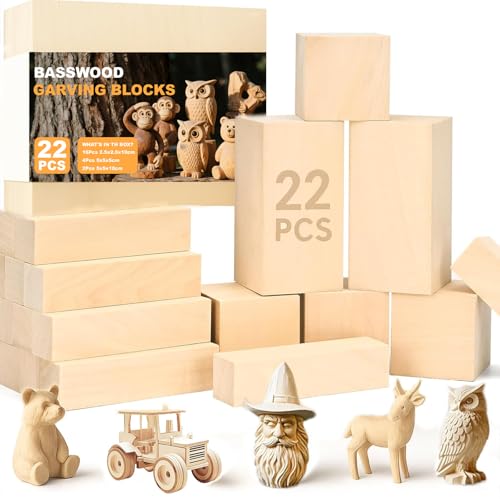 Quuylin Schnitzholz Linde, 22er Pack Holzblöcke, 3 Größen Lindenholz zum Schnitzen, Lindenholz-Schnitzblöcke, Holzblöcke zum Schnitzen für DIY Handschnitzen und Drechseln, für Kinder und Erwachsene Quuylin Schnitzholz Linde, 22er Pack Holzblöcke, 3 Größen Lindenholz zum Schnitzen, Lindenholz-Schnitzblöcke, Holzblöcke zum Schnitzen für DIY Handschnitzen und Drechseln, für Kinder und Erwachsene von Quuylin