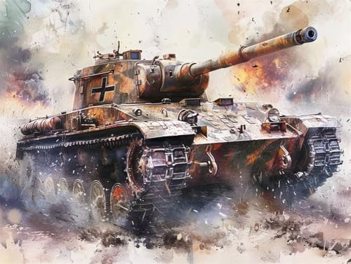 DIY 5D Erwachsene und Anfänger Diamant Malerei Set Bohren Voll Explosion Des Schweren Panzers Tiger Bild Diamond Painting Gemälde Arts Perfekt Für Entspannung Und Decor Platz Drill 85x115cm AB0946 von Quxaoqiao