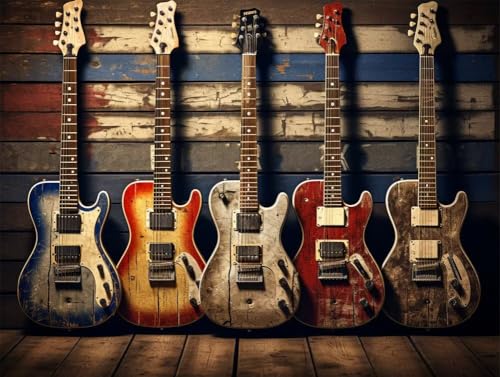 DIY 5D Erwachsene und Anfänger Diamant Malerei Set Bohren Voll Rockinstrumente Gitarre Bild Diamond Painting Gemälde Arts Craft Perfekt Für Entspannung Und Wand Decor Platz Drill 45x60cm AB2344 von Quxaoqiao
