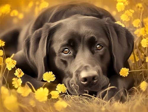DIY 5D Erwachsene und Anfänger Diamant Malerei Set Bohren Voll Schwarze Labrador Blumen Bild Diamond Painting Gemälde Arts Craft Perfekt Für Entspannung Und Wand Decor Platz Drill 55x75cm AB0126 DIY 5D Erwachsene und Anfänger Diamant Malerei Set Bohren Voll Schwarze Labrador Blumen Bild Diamond Painting Gemälde Arts Craft Perfekt Für Entspannung Und Wand Decor Platz Drill 55x75cm AB0126 von Quxaoqiao
