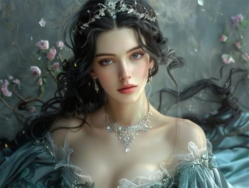 Erwachsene Diamond Painting DIY 5D Voll Bohren Set Elegante Edle Prinzessin Bild Diamant Gemälde Diamant Malerei Arts Craft Perfekt Für Entspannung Und Decor Quadratischer Diamant 55x75cm AE2218 von Quxaoqiao