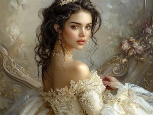 Erwachsene Diamond Painting DIY 5D Voll Bohren Set Elegante Edle Prinzessin Bild Diamant Gemälde Diamant Malerei Arts Craft Perfekt Für Entspannung Und Decor Quadratischer Diamant 85x115cm AE1706 von Quxaoqiao