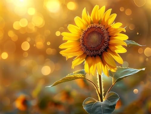 Erwachsene Diamond Painting DIY 5D Voll Bohren Set Goldene Sonnenblumen Bild Diamant Gemälde Diamant Malerei Arts Craft Perfekt Für Entspannung Und Decor Quadratischer Diamant 55x75cm AE2282 von Quxaoqiao