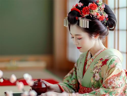 Erwachsene Diamond Painting DIY 5D Voll Bohren Set Japanische Kimono Schönheiten Bild Diamant Gemälde Diamant Malerei Arts Craft Perfekt Für Entspannung Und Decor Quadratischer Diamant 45x60cm AE2333 von Quxaoqiao