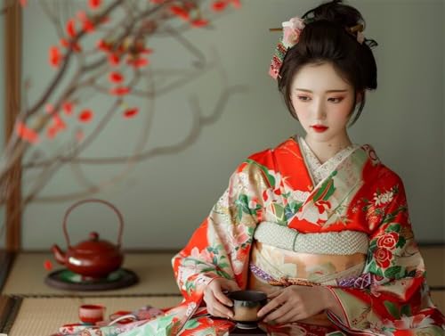 Erwachsene Diamond Painting DIY 5D Voll Bohren Set Japanische Kimono Schönheiten Bild Diamant Gemälde Diamant Malerei Arts Craft Perfekt Für Entspannung Und Decor Quadratischer Diamant 45x60cm AE2334 von Quxaoqiao
