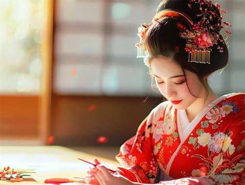 Erwachsene Diamond Painting DIY 5D Voll Bohren Set Japanische Kimono Schönheiten Bild Diamant Gemälde Diamant Malerei Arts Craft Perfekt Für Entspannung Und Decor Quadratischer Diamant 55x75cm AE2336 von Quxaoqiao