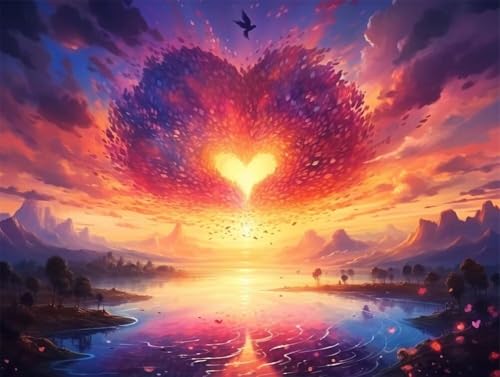 Erwachsene Diamond Painting DIY 5D Voll Bohren Set Romantisches Herz Bild Diamant Gemälde Diamant Malerei Arts Craft Perfekt Für Entspannung Und Decor Quadratischer Diamant 100x130cm AE2429 von Quxaoqiao