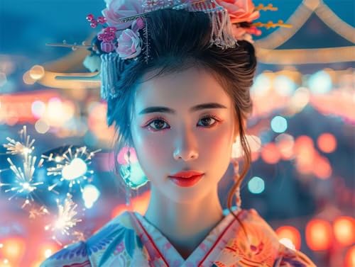 Erwachsene Diamond Painting DIY 5D Voll Bohren Set Süßes Kimono Mädchen Bild Diamant Gemälde Diamant Malerei Arts Craft Perfekt Für Entspannung Und Decor Quadratischer Diamant 55x75cm AE1651 von Quxaoqiao