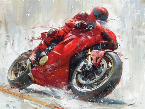Erwachsene Diamond Painting DIY 5D Voll Bohren Set Super Motorrad Wettbewerb Bild Diamant Gemälde Diamant Malerei Arts Craft Perfekt Für Entspannung Und Decor Runder Diamant 100x130cm AE0461 von Quxaoqiao