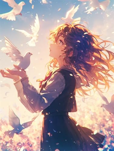 Erwachsene und Anfänger Diamond Painting DIY 5D Voll Bohren Set Anime Schönes Mädchen Bild Diamant Gemälde Diamant Malerei Arts Craft Perfekt Für Entspannung Und Decor Runder Diamant 25x35cm AE0007 von Quxaoqiao