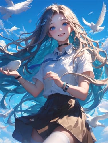 Erwachsene und Anfänger Diamond Painting DIY 5D Voll Bohren Set Anime Schönes Mädchen Bild Diamant Gemälde Diamant Malerei Arts Craft Perfekt Für Entspannung Und Decor Runder Diamant 85x115cm AE0005 von Quxaoqiao