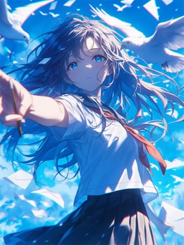 Erwachsene und Anfänger Diamond Painting DIY 5D Voll Bohren Set Anime Schönes Mädchen Bild Diamant Gemälde Diamant Malerei Arts Craft Perfekt Für Entspannung Und Decor Runder Diamant 85x115cm AE0024 von Quxaoqiao