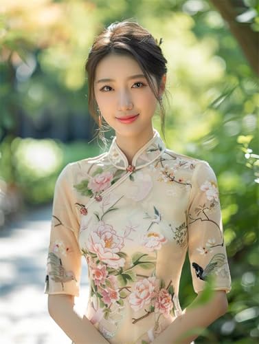 Erwachsene und Anfänger Diamond Painting DIY 5D Voll Bohren Set Cheongsam Schönheit Bild Diamant Gemälde Diamant Malerei Arts Craft Perfekt Für Entspannung Und Decor Runder Diamant 85x115cm AE0565 von Quxaoqiao