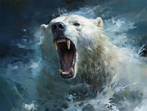 Erwachsene und Anfänger Diamond Painting DIY 5D Voll Bohren Set Eisbär Bild Diamant Gemälde Diamant Malerei Arts Craft Perfekt Für Entspannung Und Wand Decor Quadratischer Diamant 55x75cm AE2408 von Quxaoqiao