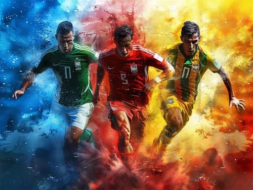 Erwachsene und Anfänger Diamond Painting DIY 5D Voll Bohren Set Fußballspieler Bild Diamant Gemälde Diamant Malerei Arts Craft Perfekt Für Entspannung Und Wand Decor Runder Diamant 25x35cm AE0289 von Quxaoqiao