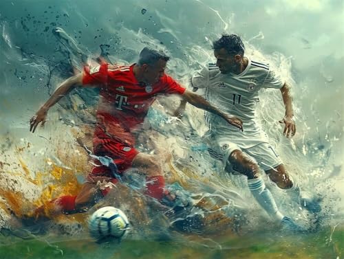 Erwachsene und Anfänger Diamond Painting DIY 5D Voll Bohren Set Fußballspieler Bild Diamant Gemälde Diamant Malerei Arts Craft Perfekt Für Entspannung Und Wand Decor Runder Diamant 55x75cm AE0727 von Quxaoqiao