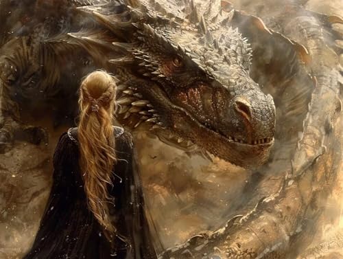 Erwachsene und Anfänger Diamond Painting DIY 5D Voll Bohren Set Prinzessin Und Drache Bild Diamant Gemälde Diamant Malerei Arts Craft Perfekt Für Entspannung Und Decor Runder Diamant 100x130cm AE0886 von Quxaoqiao
