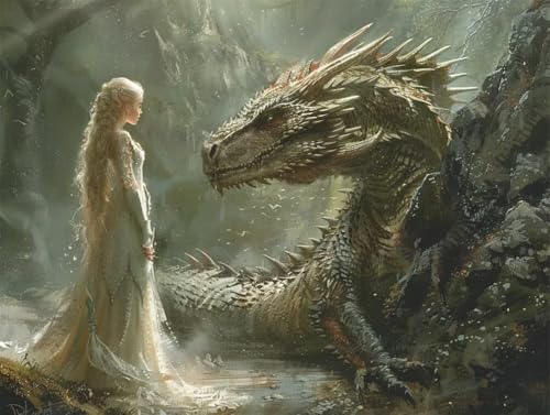 Erwachsene und Anfänger Diamond Painting DIY 5D Voll Bohren Set Prinzessin Und Drache Bild Diamant Gemälde Diamant Malerei Arts Craft Perfekt Für Entspannung Und Decor Runder Diamant 85x115cm AE0894 von Quxaoqiao