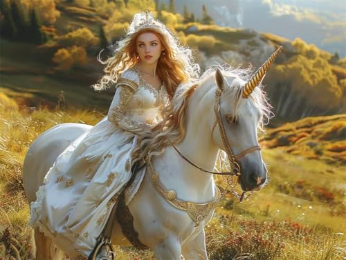 Erwachsene und Anfänger Diamond Painting DIY 5D Voll Bohren Set Prinzessin Und Einhorn Bild Diamant Gemälde Diamant Malerei Arts Craft Perfekt Für Entspannung Und Decor Runder Diamant 55x75cm AE0895 von Quxaoqiao