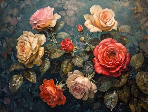 Erwachsene und Anfänger Diamond Painting DIY 5D Voll Bohren Set Schöne Rosen Bild Diamant Gemälde Diamant Malerei Arts Craft Perfekt Für Entspannung Und Wand Decor Runder Diamant 85x115cm AE0558 von Quxaoqiao