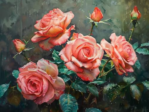 Erwachsene und Anfänger Diamond Painting DIY 5D Voll Bohren Set Schöne Rosen Bild Diamant Gemälde Diamant Malerei Arts Craft Perfekt Für Entspannung Und Wand Decor Runder Diamant 85x115cm AE0559 von Quxaoqiao