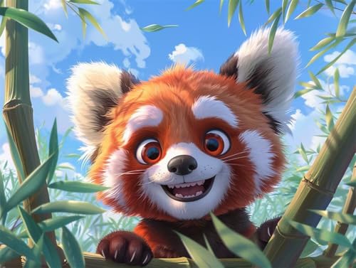 Erwachsene und Anfänger Diamond Painting DIY 5D Voll Bohren Set Süßer Kleiner Panda Bild Diamant Gemälde Diamant Malerei Arts Craft Perfekt Für Entspannung Und Decor Runder Diamant 55x75cm AE1133 von Quxaoqiao