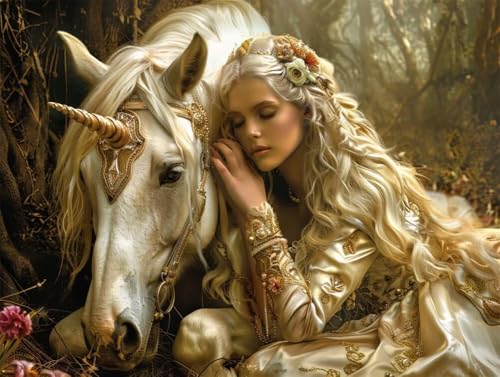 Quxaoqiao Erwachsene Diamond Painting DIY 5D Voll Bohren Set Prinzessin Und Einhorn Bild Diamant Gemälde Diamant Malerei Arts Craft Perfekt Für Entspannung Und Decor Runder Diamant 100x130cm AE0898 von Quxaoqiao