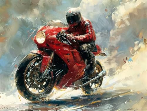 Quxaoqiao Erwachsene Diamond Painting DIY 5D Voll Bohren Set Super Motorrad Wettbewerb Bild Diamant Gemälde Diamant Malerei Arts Craft Perfekt Für Entspannung Und Decor Runder Diamant 55x75cm AE0955 von Quxaoqiao