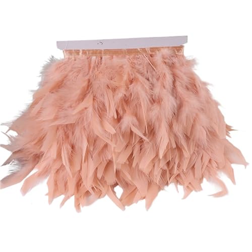 QuxetlRyz Feder-Fransen-Besatz 10 Meter Federbesatz mit Fransen, 10–15 cm, Federband, Kunsthandwerk, Kleidung, Kleid, Nähen, Federn, Dekoration(Dark Coral) von QuxetlRyz