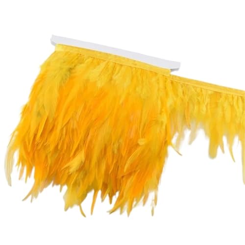 QuxetlRyz Feder-Fransen-Besatz Fasanenfedern, Fransen, Hahnenfedern, Borten for Schal, Kleidung, Band, Nähen, Schmuck, Kunsthandwerk, Dekoration(Gold,10 Meters) von QuxetlRyz