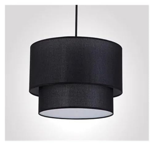 QuxetlRyz Lampenschirme aus Stoff Moderne Pendelleuchte mit Lampenschirm aus Flachsgewebe, Durchmesser 40/50/60 cm, Hängelampen for Foyer, Finning-Raum, Hotelbeleuchtung(Black,Dia 40cm) von QuxetlRyz