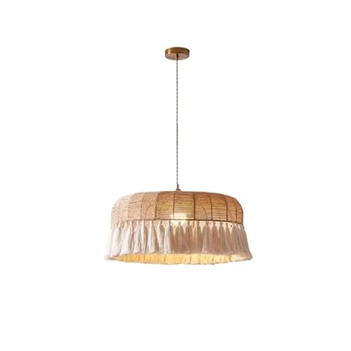 QuxetlRyz Lampenschirme aus Stoff Vintage Hanfseil Pendelleuchten Kronleuchter for Wohnzimmer Schlafzimmer Restaurant Hotel Quaste Pendelleuchte Stoff Lampenschirm(Color 3,Tricolor Light) von QuxetlRyz