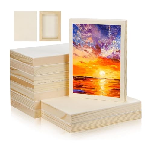 Quystetes 10 Stück 14 x 17,8 cm Holztafeln, unlackiertes , Leinwand, zum Malen, Kunst, Ausgießen, Verwendung mit Ölen, Acryl, einfach zu verwenden von Quystetes