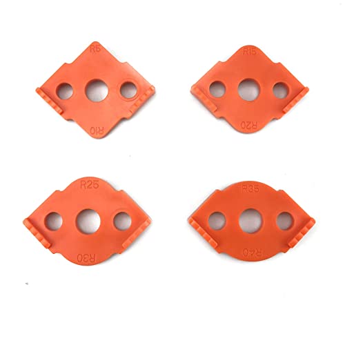 Quystetes Eckradius-Vorlagen für Holzbearbeitung, R5 bis R40, Routing, gebogene Ecken, Fräsen, kreisförmig, Radian, Orange, 4 Stück von Quystetes